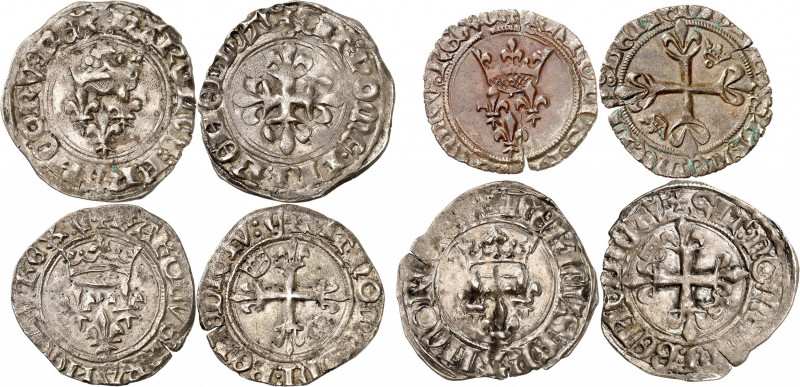 CHARLES VI (1380-1422) et HENRI V (1415-1420).
Guénar 3,04 g. Dy.406-Laf.422. G...