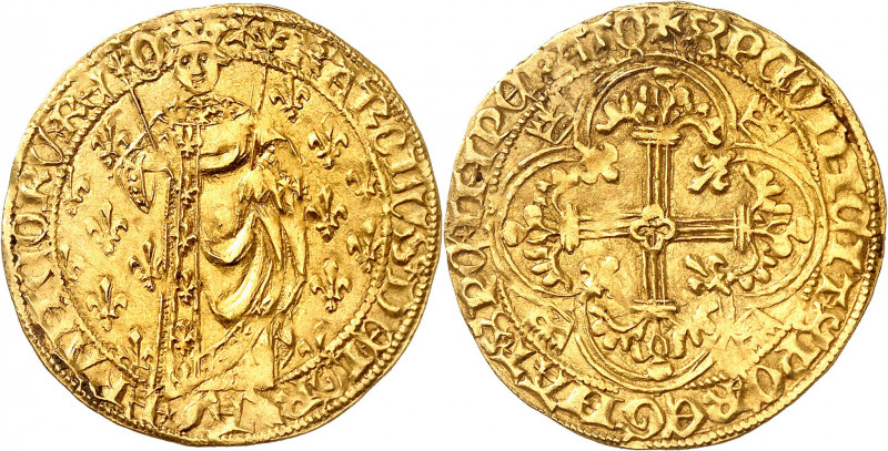 CHARLES VII (1422-1461).
Royal d’or, 1ère émission (9 octobre 1429) 3,80 g. O=O...