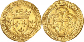 CHARLES VII (1422-1461).
Écu d’or à la couronne 3e type ou écu neuf 1ère émission (28 janvier 1436) 3,46 g. 
Point 17e et molette initiale=Saint Que...