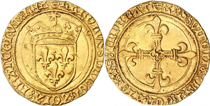CHARLES VIII (1483-1498).
Écu d’or au soleil 1ère émission (11 septembre 1483) ...