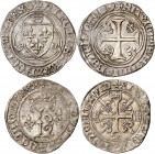 CHARLES VIII (1483-1498).
Blanc à la couronne (24 avril 1488) 2,86 g.
A/ Écu de France entre trois couronnelles, dans un trilobe.
R/ Croix cantonné...