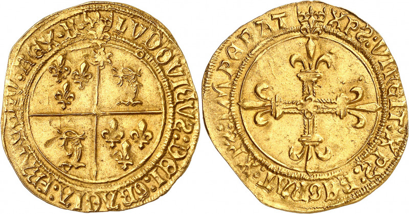 LOUIS XII (1498-1514).
Écu d’or au soleil de Dauphiné 3,44 g. Point 3e=Montélim...