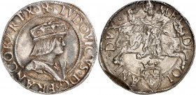 LOUIS XII (1498-1514)-Duché de Milan (1499-1512).
Teston d’argent 9,57 g.
A/ + LVDOVICVS D G FRANCOR REX. Buste du Roi à droite, coiffé d’un chapero...