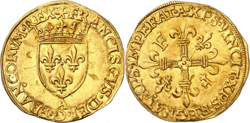 FRANÇOIS 1er (1515-1547). Écu d’or au soleil, 5e type, 3e émission (21 juillet 1...