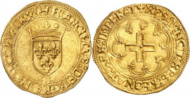 FRANÇOIS 1er (1515-1547).
Écu d’or à la croisette, (19 mars 1541) 3,40 g. Point 4e et N=Montpellier
A/ Couronnelle. FRANCISCVS DEI GRA FRANCORVM RX....