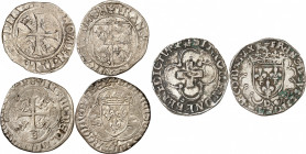 FRANÇOIS 1er (1515-1547).
Grand Blanc du Dauphiné, 7e Type 2,29 g. N=Grenoble
Dy.849-Laf.714. TB
Douzain aux Salamandres 2,23 g. D=Lyon
Dy.921-Laf...