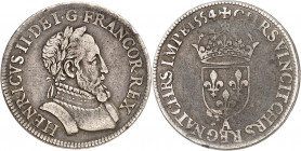 HENRI II (1547-1559).
Demi teston au moulin 1554 Paris 4,66 g.
A/ + HENRICVS II D G FRANCOR REX. Buste lauré du Roi à droite, portant une cuirasse s...