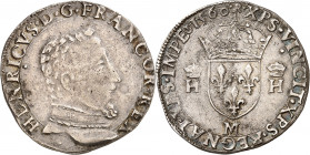 FRANÇOIS II (1559-1560).
Teston au nom d’Henri II, 2e type 1560. 9,32 g. M et point 5e=Toulouse
A/ + HENRICVS DG FRANCOR REX Buste à droite du Roi c...