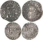 FRANÇOIS II ET MARIE STUART (1559-1560). Ecosse
Teston ou gros d’argent 5,95 g. Dy.1039 et Demi Teston ou demi gros d’argent. Dy. 1040 
A/ Écu couro...