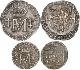 FRANÇOIS II ET MARIE STUART (1559-1560). Ecosse
Teston d’argent ou gros d’argent 1559 - 5,95 g
A/ Écu couronné de François dauphin et de Marie posé ...