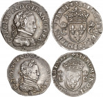 CHARLES IX (1560-1574). Monnaies frappées par les Huguenots Teston 6ème type 1562 Orléans 9,53 g. Dy.1073- Laf.903. TTB à SUP Demi Teston 6ème type 15...