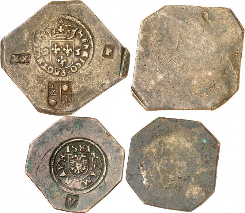 Siège de Cambrai- Henri III (1574-1589).
5 patards 1581 5,17 g. Aux armes de Fr...