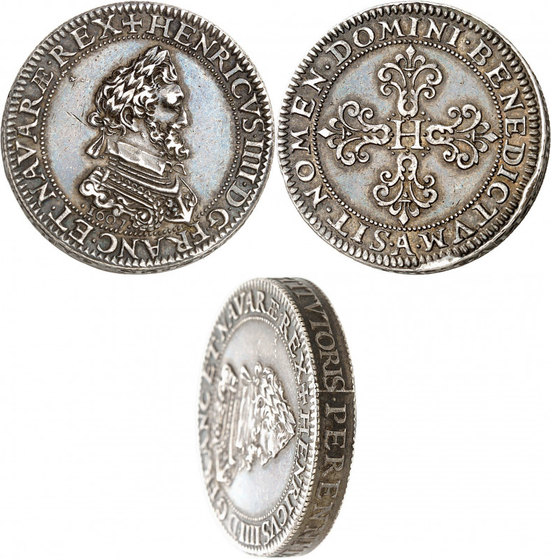 HENRI IV (1589-1610). Piéfort du Demi Franc (4 Demi Franc) 1607, 28,07 g. A/ HEN...