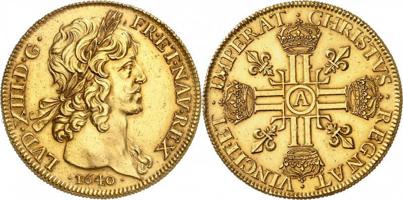 LOUIS XIII (1610-1643).
Dix Louis d’or à la tête laurée 1640 A=Paris 67,26 g. t...