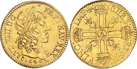 LOUIS XIII (1610-1643).
Double Louis d’or, 2e type dit à la croix de templier du Maître Louis de la Croix. 13,38 g. 1640 A=Paris (frappe au marteau)....