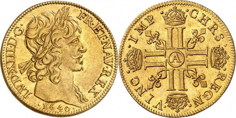 LOUIS XIII (1610-1643).
Double Louis d’or 13,48 g. 1640 A=Paris
A/ LVD XIII D ...