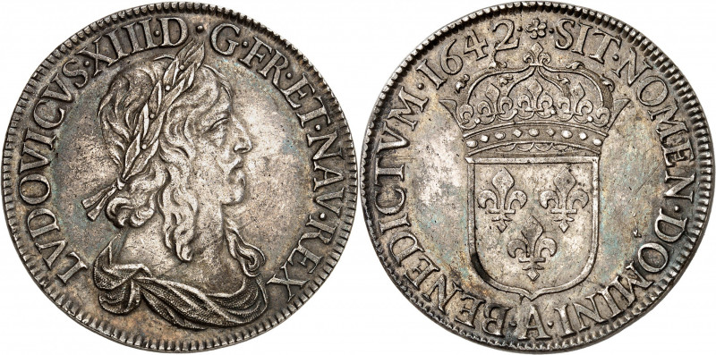 LOUIS XIII (1610-1643).
Écu d’argent de 60 sols 1er poinçon de Warin 1642 A=Par...