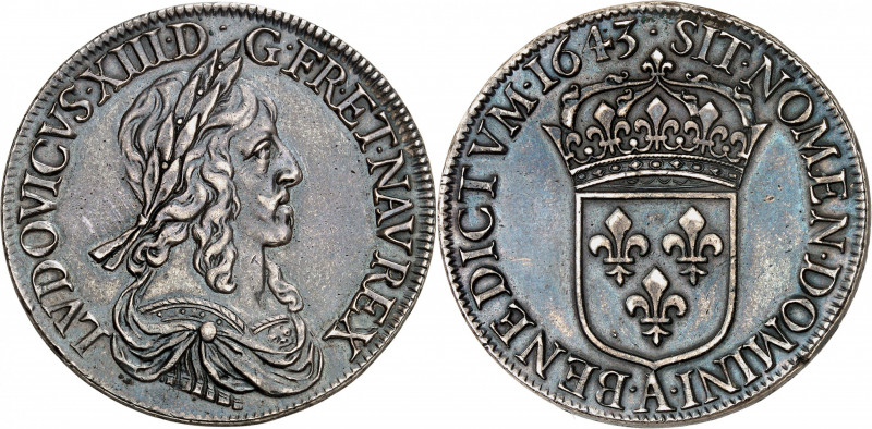 LOUIS XIII (1610-1643).
Écu de 60 sols 2e poinçon, 1643 A=Paris. Monnaie du Lou...