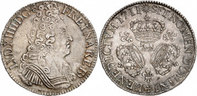 LOUIS XIV (1643-1715).
Écu de Béarn aux 3 couronnes 30,43 g. 1711 Vaquette=Pau.
A/ LVD XIIII D G FR ET NA RE BD. Buste à droite du Roi, cuirassé à l...