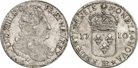 LOUIS XIV (1643-1715).
44 Sols de Strasbourg, 12,16 1710 BB=Strasbourg.
A/ LVD XIIII D G FR ET NAV REX. Buste cuirassé du Roi à droite; (différent) ...