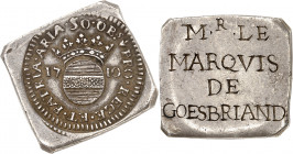 LOUIS XIV (1643-1715). Aire sur la Lys assiégée par les alliés. 50 sols 1710. 15,40 g.
A/ 50. OBs (différent) PRO. REGE. ET. PATRIA. ARIA. 
Écu rond...