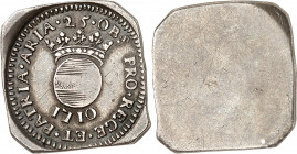 LOUIS XIV (1643-1715). Aire sur la Lys assiégée par les alliés.
25 sols 1710. 7,10 g.
A/ 25. OBs (différent) PRO. REGE. ET. PATRIA. ARIA. 
Écu rond...