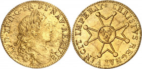 LOUIS XV (1715-1774).
Louis à la croix du « Saint-Esprit » 9,78 g. 1718 A=Paris
A/ LVD XV D G FR ET NAV REX (Date). Buste nu, lauré, du Roi à droite...
