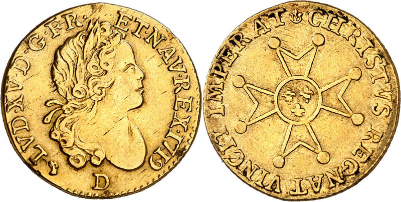 LOUIS XV (1715-1774).
Demi Louis d’or à la croix du « Saint-Esprit » 4,84 g. 17...