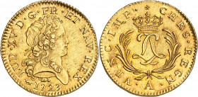 LOUIS XV (1715-1774).
Double Louis d’or dit « mirliton » 13,02 g. 1723 A=Paris
A/ LUD XV D G FR ET NAV REX. Buste nu, lauré, du Roi à droite; (diffé...