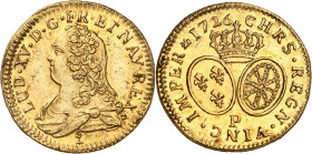 LOUIS XV (1715-1774).
Louis d’or dit « aux lunettes » 8,17 g. 1726 P=Dijon
A/ LUD XV D G FR ET NAV REX. Buste à gauche du Roi, drapé, la tête nue. D...