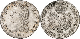 LOUIS XV (1715-1774).
Écu à la vieille tête 1773 29,26 g. L=Bayonne.
A/ LUD XV D G FR ET NAV REX Tête à gauche du Roi, laurée, la base du cou drapée...