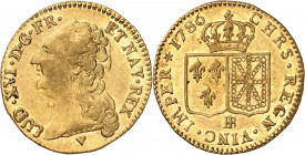 LOUIS XVI (1774-1791).
Louis d’or au buste nu 1786 BB=Strasbourg (2e semestre) 7,57g.
A/ LUD XVI D G FR ET NAV REX. Tête nue du Roi à gauche, au-des...
