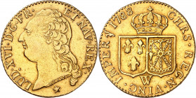 LOUIS XVI (1774-1791).
Louis d’or au buste nu 1788 W=Lille 7,59 g.
A/ LUD XVI D G FR ET NAV REX. Tête nue du Roi à gauche, au-dessous (Différent). ...