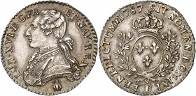 LOUIS XVI (1774-1791).
Dixième d’écu ou 12 Sols. 2,95 g. 1787 D=Lyon
A/ LUD XVI D G FR ET NAV REX Buste du Roi à gauche, en habit brodé, avec l’ordr...