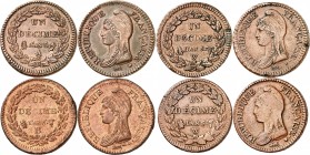 DIRECTOIRE (1795-1799).
Décime An 5 A=Paris 20,72 g. Gad.187. TTB à SUP
Décime An 5 B=Rouen 18,22 g. Gad.187. TTB
Décime An 5 W=Lille 22,54 g et 15...