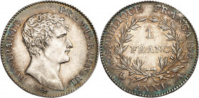 CONSULAT (1799-1804).
1 Franc An XI A=Paris 5,01 g.
A/BONAPARTE PREMIER CONSUL. Sa tête nue à droite.
R/REPUBLIQUE FRANÇAISE. Différent Date. Ateli...