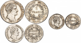 CONSULAT (1799-1804).
1 Franc, Demi Franc et Quart de Franc An 12 A=Paris.
A/ BONAPARTE PREMIER CONSUL. Sa tête nue à droite
R/ REPUBLIQUE FRANÇAIS...