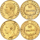 PREMIER EMPIRE (1804-1814) Napoléon 1er.
20 Francs An 13 A=Paris 6,41 g et 6,45 g.
A/ NAPOLÉON EMPEREUR. Thiolier (Graveur). Sa tête nue à gauche.
...