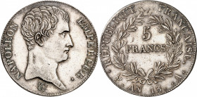 PREMIER EMPIRE (1804-1814) Napoléon 1er.
5 Francs An 13 A=Paris 25,11 g.
A/ NAPOLÉON EMPEREUR. Tête nue à droite
R/ REPUBLIQUE FRANÇAISE. 5 FRANCS ...