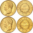 PREMIER EMPIRE (1804-1814) Napoléon 1er.
40 Francs 1809 A=Paris 12,85 g. Gad.1084- Fr.505. TB à TTB
40 Francs 1810 W=Lille 12,87 g. Gad.1084- Fr.506...