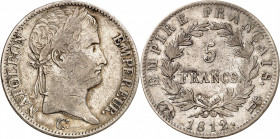 PREMIER EMPIRE (1804-1814) Napoléon 1er.
5 Francs 1812 R couronné=Rome 24,84 g.
A/NAPOLEON EMPEREUR. Sa tête laurée à droite.
R/EMPIRE FRANÇAIS (da...