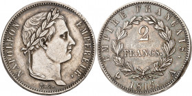 LES CENT-JOURS 20 mars-22 juin 1815 - Napoléon 1er.
2 Francs 1815 A=Paris.
A/NAPOLEON EMPEREUR. Sa tête laurée à droite;
R/EMPIRE FRANCAIS 2 FRANCS...