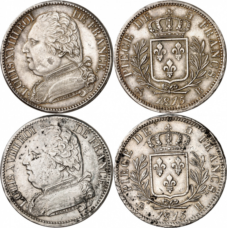 LOUIS XVIII Première Restauration (1814-1815). 
5 Francs « Buste habillé » 1815...