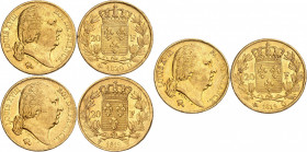 LOUIS XVIII Second gouvernement royal (1815-1824). 
20 Francs 1819 Q= Perpignan. 
20 Francs 1820 Q=Perpignan. 
20 Francs 1819 W=Lille. 
Gad.1028. ...
