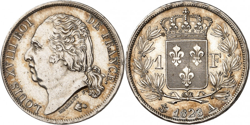 LOUIS XVIII Second gouvernement royal (1815-1824). 
1 Franc 1823 A=Paris.
A/LO...