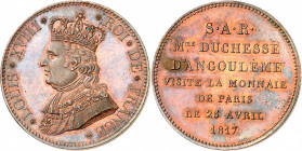 Louis XVIII Second gouvernement royal (1815-1824).
Module 5 Francs Bronze 25 Avril 1817. 
Visite de SAR Mme Duchesse d’Angoulême à la Monnaie de Par...