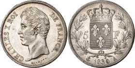 CHARLES X (1824-1830) 
5 Francs 1830 A=Paris.
A/CHARLES X ROI DE FRANCE. Effigie à gauche du Roi
R/Écu couronné de France au centre d’une couronne....
