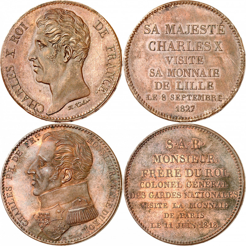 CHARLES X (1824-1830) 
Module de 5 Francs en bronze. 
Visite de SAR Monsieur l...