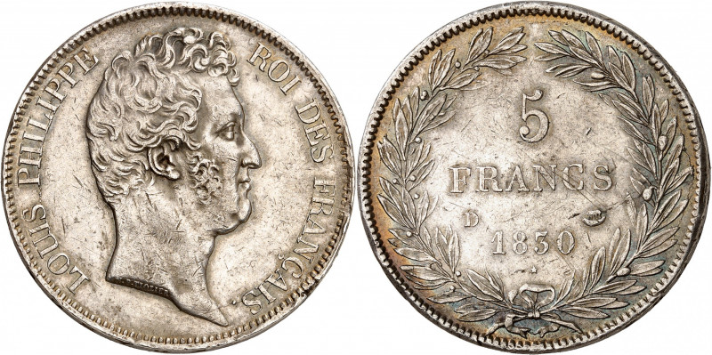 LOUIS PHILIPPE I (1830-1848). 
5 Francs « tête nue » sans le I. Tranche en creu...