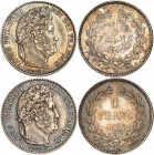 LOUIS PHILIPPE I (1830-1848). 
1 Franc 1847 A=Paris. TTB à SUP 
1 Franc 1848 A=Paris. Très belle patine. SUP 
(Lot de 2 pièces)